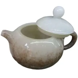 Чайный набор из белого и зеленого нефрита "Восточный нефрит" на 3 персоны, 4 предмета